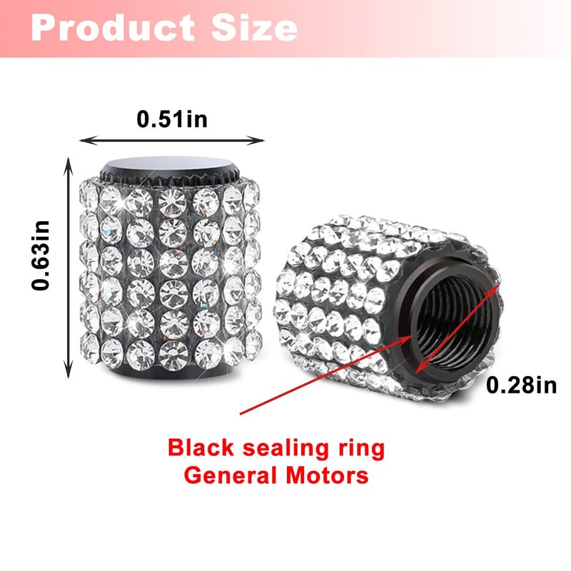 أغطية جذعية صمام إطارات السيارة من Sandfren Bling، 4 قطع من أغطية صمامات هواء عجلة السيارة المقاومة للغبار من حجر الراين، واقي جذعي لإطارات السيارات الماسي الجذاب، عالمي لسيارات الدفع الرباعي والشاحنات والدراجات النارية (أبيض) - Image 2